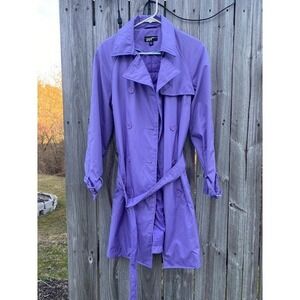 Black Rivet Womens Purple Double Breasted Belted Trench Coat Jacket Medium